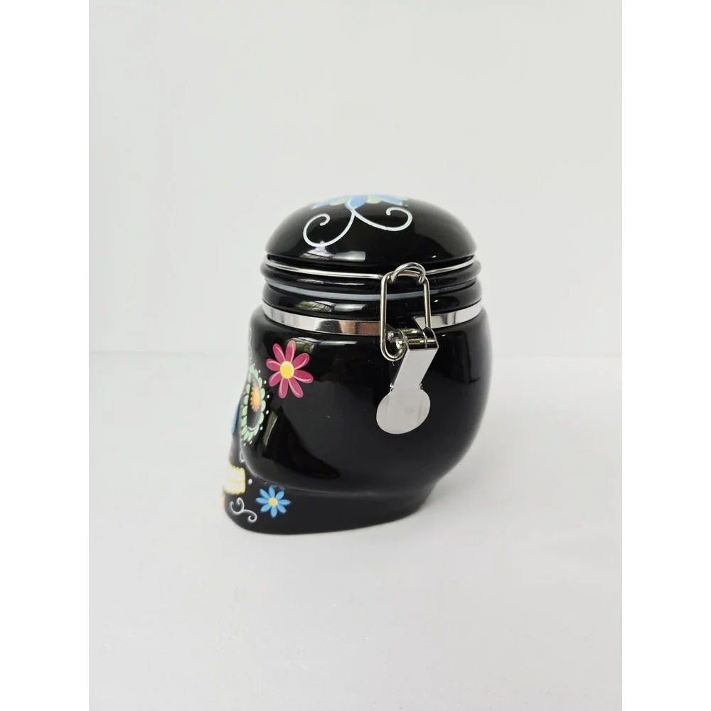 Boston Warehouse Decorative Ceramic Day Of The Dead Canister Sugar‎ Skull NWT